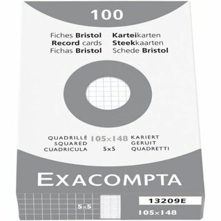 Exacompta 13209E Karteikarte A6 kariert Weiß 100 Stück