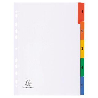 Register Exacompta 1105E, 1-5, A4 aus Karton, weiß
