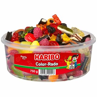 Haribo Fruchtgummi Color-Rado, Klarsichtdose mit 750 Gramm