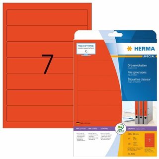 Ordner-Etiketten Herma 5092, kurz / schmal, rot, 140 Stück