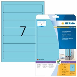 Ordner-Etiketten Herma 5093, kurz / schmal, blau, 140 Stück