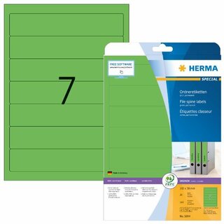 Ordner-Etiketten Herma 5094, kurz / schmal, grün, 140 Stück