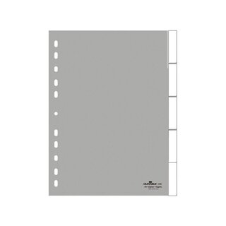 Register Durable 6440, blanko, A4, aus Kunststoff, 5 Blatt, grau