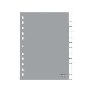 Register Durable 6410, blanko, A4, aus Kunststoff, 12 Blatt, grau