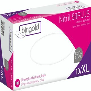Einweghandschuhe Bingold Nitril 50Plus, puderfrei, Gr....