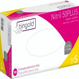 Einweghandschuhe Bingold Nitril 50Plus, puderfrei, Gr....