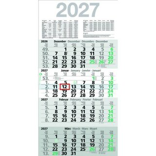 B�hner 4-Monatskalender M4MFGL, 3M/1S, 30 x 59cm, Rec,...