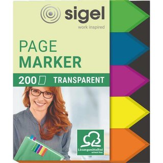 SIGEL HN613 Haftmarker-Film, 200 Haftmarker, Pfeilform, 60x45 mm, 5 Farben
