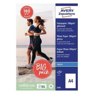 Avery Zweckform 2496 Fotopapier, A4, 180g, 100 Stück