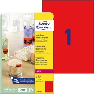 Etiketten Avery Zweckform L6005, 210 x 297mm (LxB),...