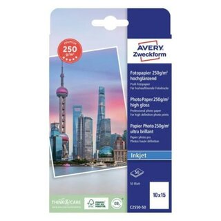 Avery Zweckform C2550-50 Fotopapier, 10x15cm, 250g, 50 Stück