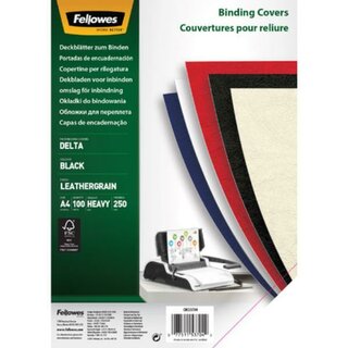 FSC zertifizierte A4 Deckbltter - Lederstruktur, Farbe: Schwarz, 100 Stck
