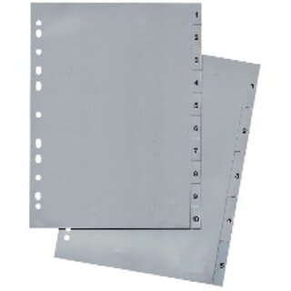 Register Comby Budget 1-5, A4, aus Kunststoff, 5 Blatt, grau