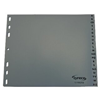Register Neutral, A-Z, DIN A4 halbe Hhe, aus Kunststoff, 20 Blatt, grau