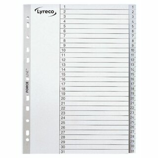 Register Comby 1-31, A4, aus Kunststoff, 31 Blatt, grau