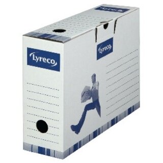 Archivschachtel Lyreco, Ma�e: 33 x 25 x 10cm, schneller Aufbau, wei�/blau