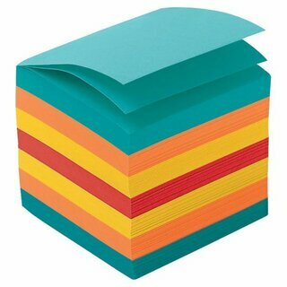 Notizklotz Neutral, Mae: 90x90x90mm, geleimt, farbig, 850 Blatt