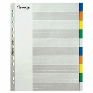 Register Neutral blanko, A4 berbreite, aus Kunststoff, 10 Blatt, farbig