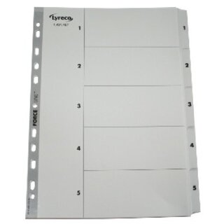 Register 1-5, A4, aus Karton, 5 Blatt, wei�