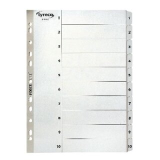 Register 1-10, A4, aus Karton, 10 Blatt, wei�