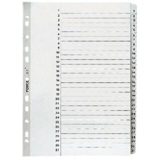 Register 1-31, A4, aus Karton, 31 Blatt, wei�