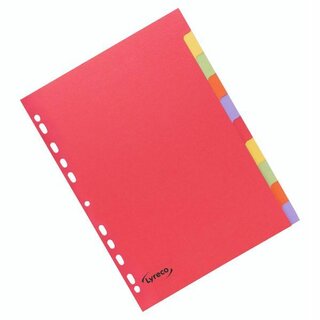 Register Comby blanko, A4, aus Karton, 10 Blatt, farbig