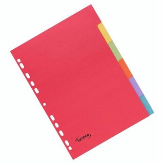 Register Comby blanko, A4, aus Karton, 6 Blatt, farbig