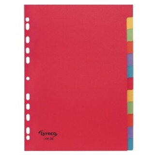 Register Comby blanko, A4, aus Karton, 12 Blatt, farbig