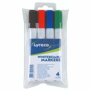 Boardmarker Lyreco, Rundspitze, Strichst�rke: 1,5-3mm, farbig sortiert, 4er Etui