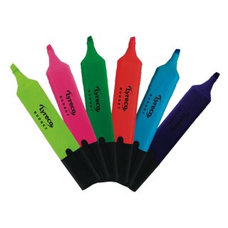 Textmarker Budget, Strichst�rke: 2- 5mm, farbig sortiert, 6er-Etui
