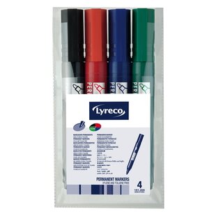 Permanentmarker Lyreco, Rundspitze, Strichst�rke: 1,5-3mm, sortiert, 4er-Etui