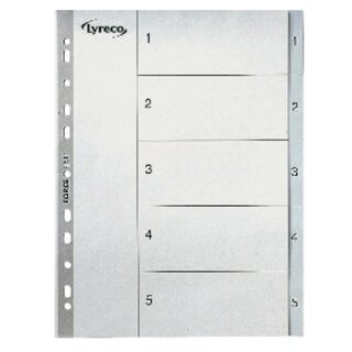 Register Comby 1-5, A4, aus Kunststoff, 5 Blatt, grau