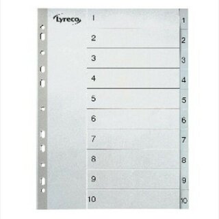 Register Comby 1-10, A4, aus Kunststoff, 10 Blatt, grau
