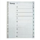 Register Neutral 1-10, A4, aus Kunststoff, 10 Blatt, grau