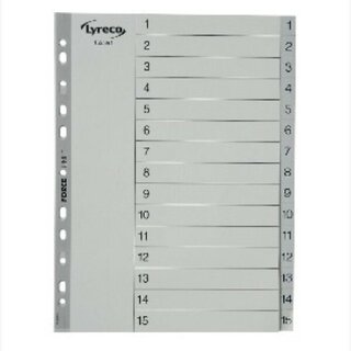 Register Comby 1-15, A4, aus Kunststoff, 15 Blatt, grau