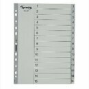 Register Neutral 1-15, A4, aus Kunststoff, 15 Blatt, grau