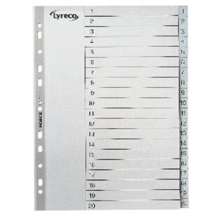 Register Comby 1-20, A4, aus Kunststoff, 20 Blatt, grau