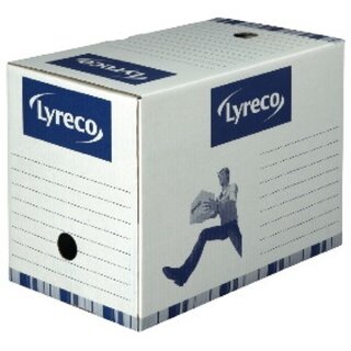 Archivschachtel Lyreco, Ma�e: 33 x 25 x 20cm, schneller Aufbau, wei�/blau