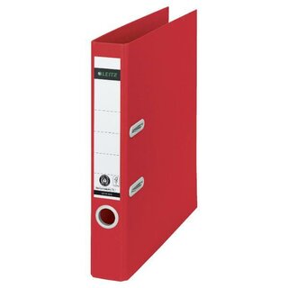 LEITZ Ordner recycle 1019-00-25, Graupappe (RC), SK-Rckensch., A4, 55 mm, rot