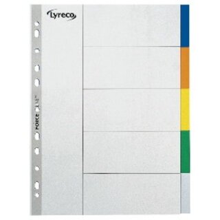 Register Comby blanko, A4, aus Kunststoff, 5 Blatt, farbig