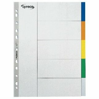 Register Neutral blanko, A4, aus Kunststoff, 5 Blatt, farbig