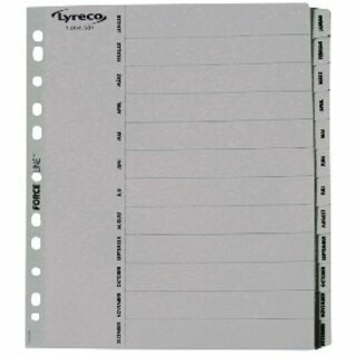 Register Neutral Jan-Dez, A4, aus Karton, 12 Blatt, wei