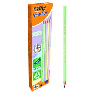 BIC Evolution Bleistift, HB, Pastell sortiert, 12 Stück