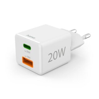 Hama Schnellladegerät 201991, 20 Watt, Power Delivery, Weiß
