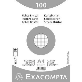 EXACOMPTA Karteikarte 10206E, kariert, A4, Karton, 205...