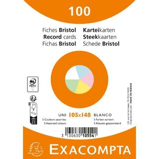 EXACOMPTA Karteikarte 10554E, blanko, A6, Karton, 205...