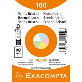 EXACOMPTA Karteikarte 10552E, blanko, A7, Karton, 205...