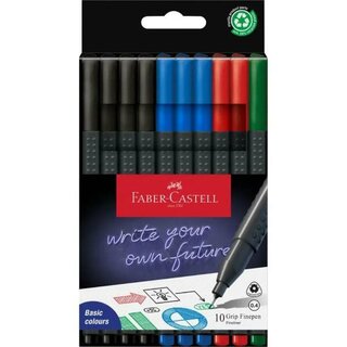 Faber-Castell 1516 Grip Fineliner 0,4mm, sortiert, 10 Stück
