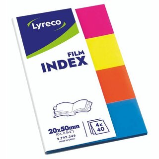 Comby Film-Index, 20x45mm, transluzent, 160 Stück, 4farbig
