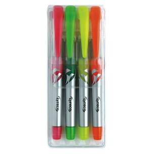 Textmarker Lyreco, Stiftform, Strichst�rke: 1-4mm, 4er-Etui